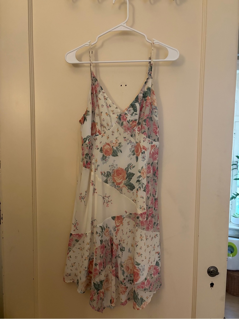 wild fable Cream Floral Asymmetrical Slip Dress